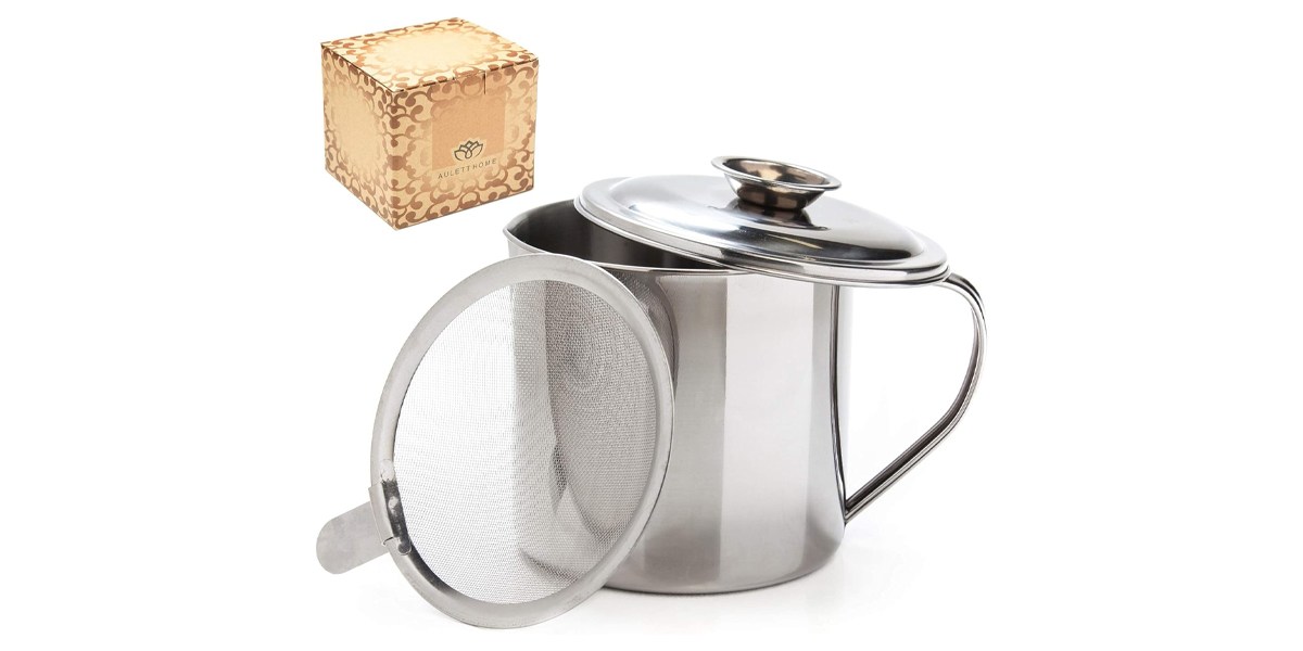 Aulett Home Bacon Fat Container with Oil Strainer