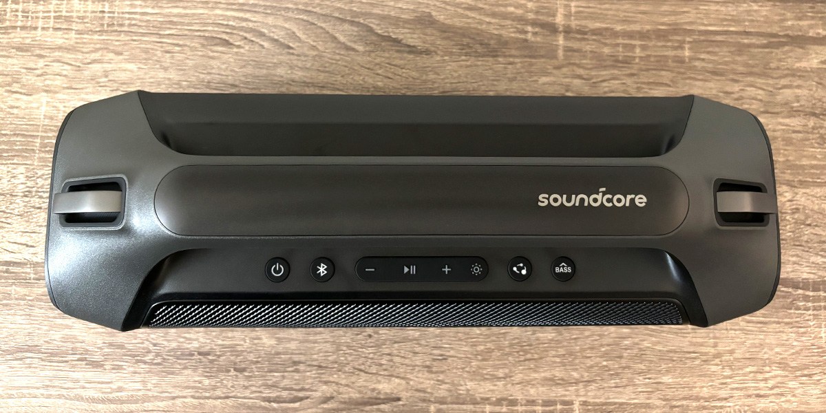 Top view of Soundcore Boom 2 Plus on table Top view of Soundcore Boom 2 Plus on table