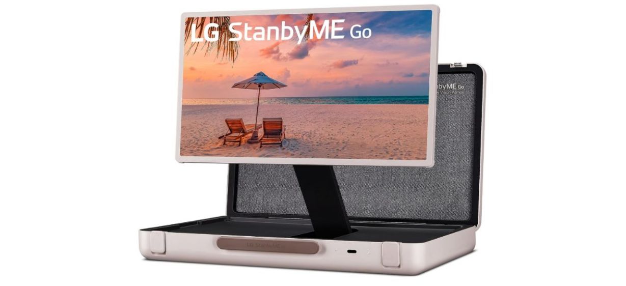 LG 27-Inch StanbyME Go Portable Smart 1080P Touch Screen on white background LG 27-Inch StanbyME Go Portable Smart 1080P Touch Screen on white background