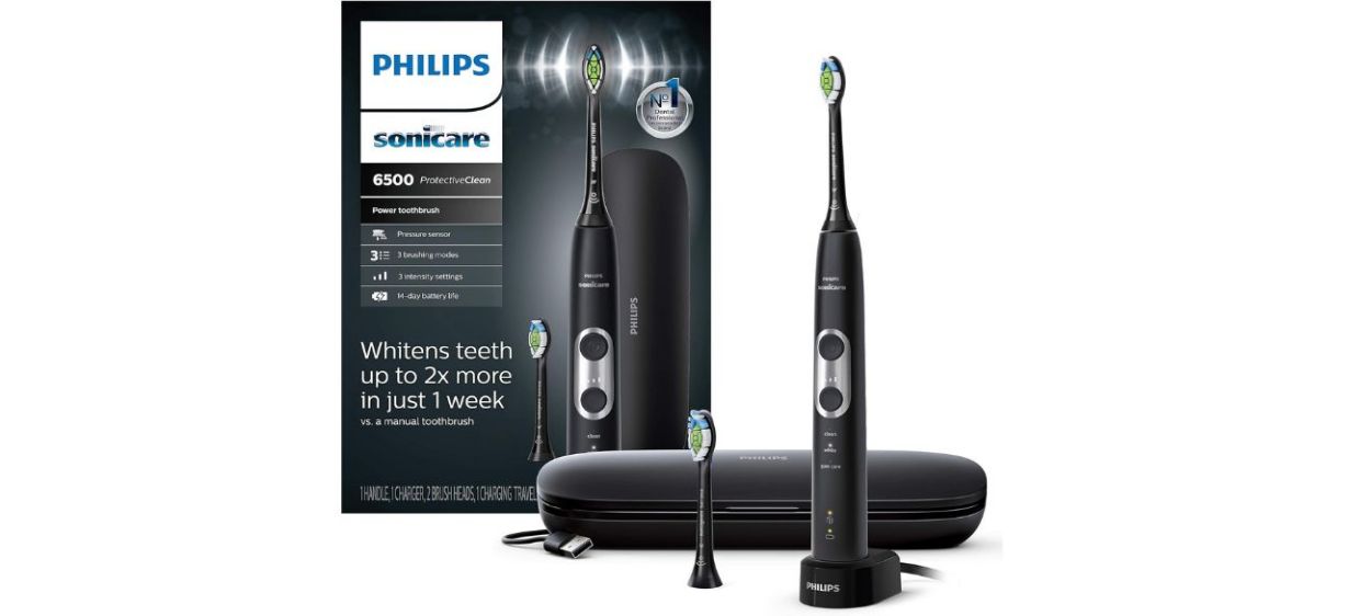 PHILIPS Sonicare ProtectiveClean 6500 Rechargeable Electric Power Toothbrush on white back PHILIPS Sonicare ProtectiveClean 6500 Rechargeable Electric Power Toothbrush on white back