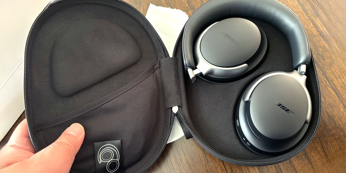Bose QuietComfort Ultra Headphones in open carrying case
