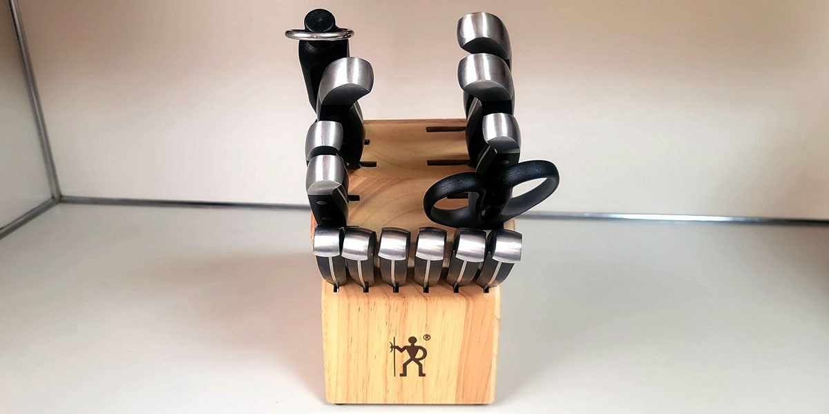 Henckels Premium Quality 15-Piece Knife Set on kitchen counter Henckels Premium Quality 15-Piece Knife Set on kitchen counter