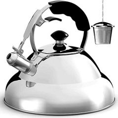Willow & Everett High-Polished Stainless Steel Whistling Teapot with Capsule Bottom