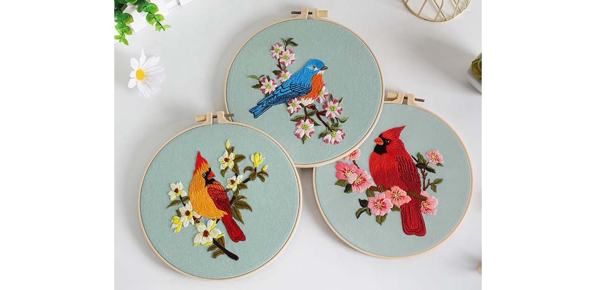 Louise Maelys 3 Sets Bird Embroidery Kits
