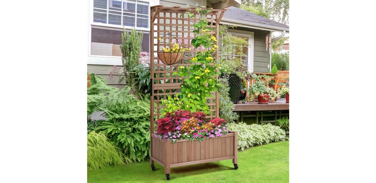 Arlmont &amp; Co. Yanine Handmade 75″ H Fir Wood Planter Box