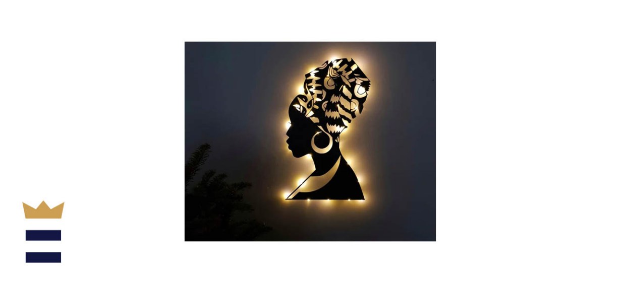 African Woman Metal LED Wall Art