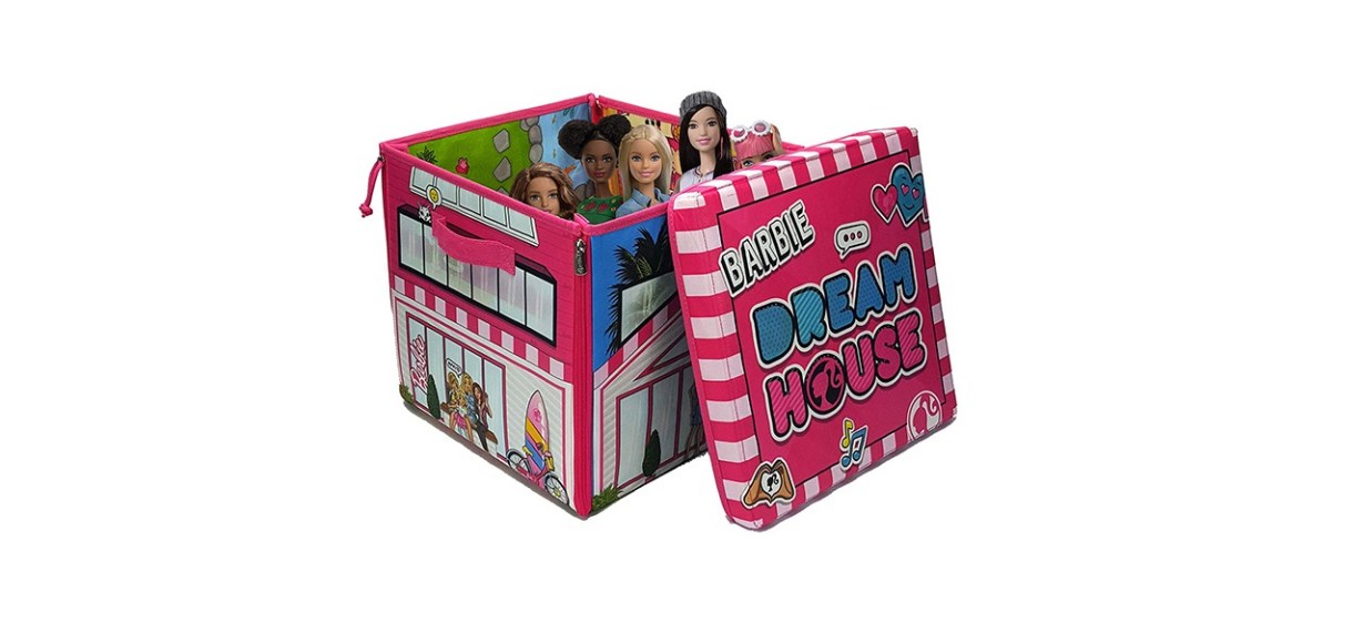 Barbie ZipBin 40-Doll Dreamhouse Toy Box and Playmat