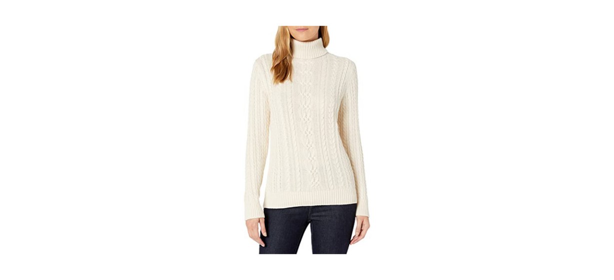 Best Amazon Essentials Women’s Fisherman Cable Turtleneck Sweater