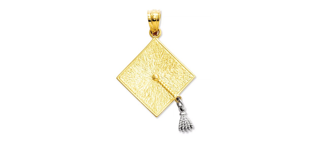 Macy's 14K Gold and 14K White Gold Graduation Cap Charm Macy's 14K Gold and 14K White Gold Graduation Cap Charm