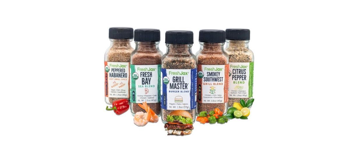 FreshJax Grill Seasoning Gift Set on white background