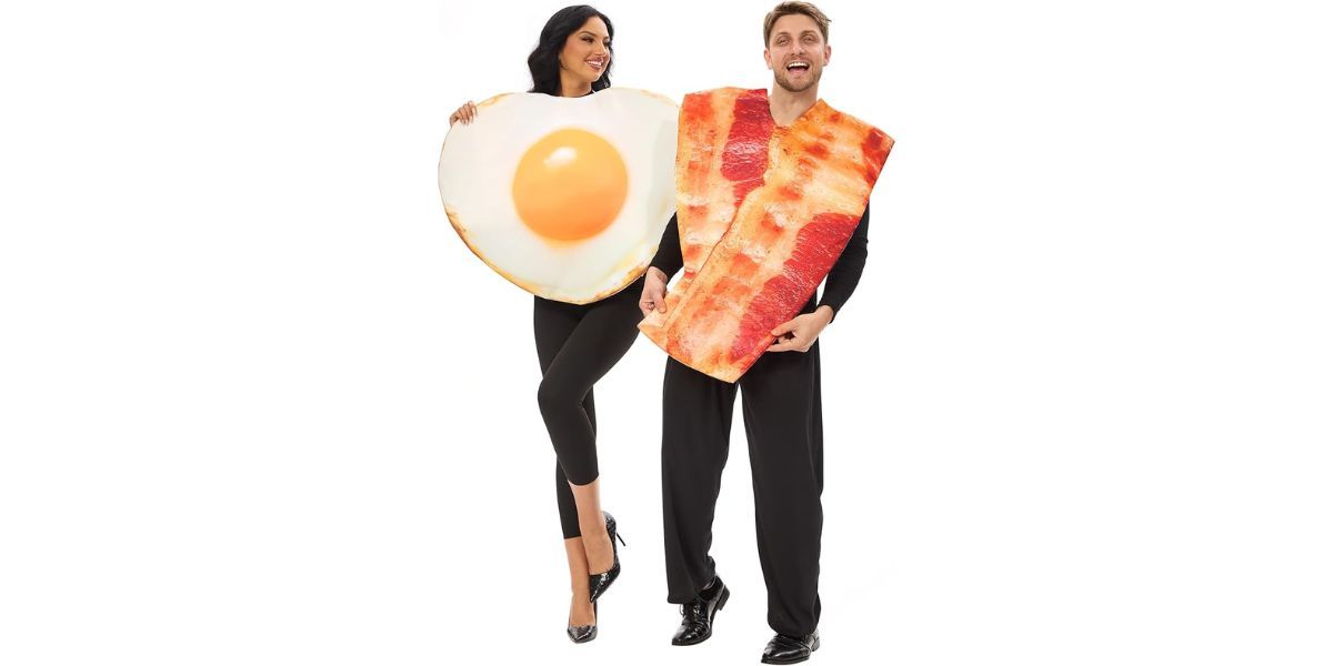 Funnlot Fried Egg and Bacon Couples Costumes 