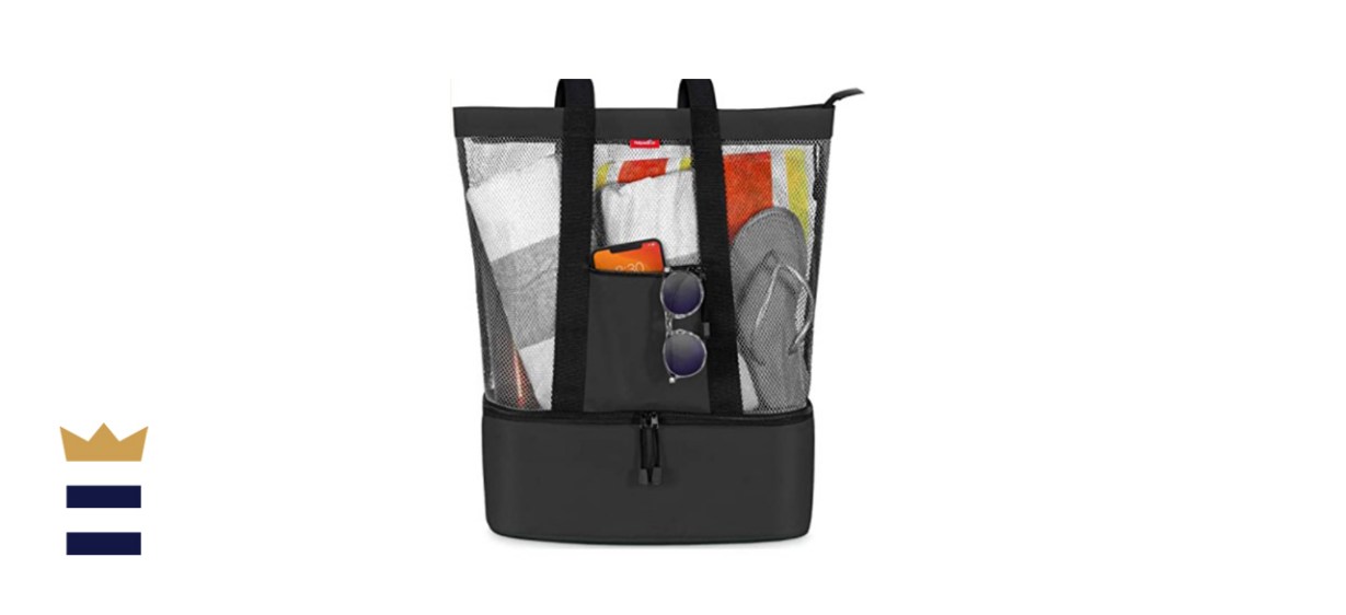 OdyseaCo Mesh Beach Bag Tote with Insulated Cooler