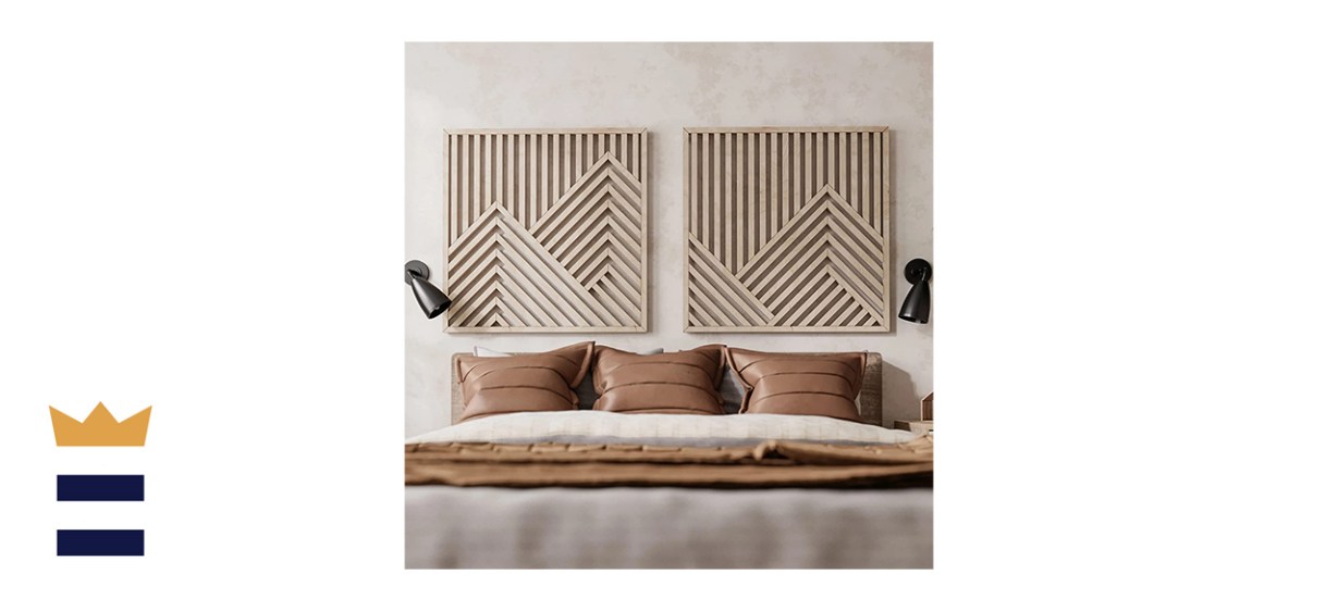 Other Furniture Mountain Landscape Wooden Wall Art Set of Two Pieces