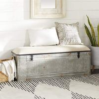 Deco 79 Rustic Metal Storage Bench