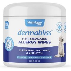 Vetnique Labs Dermabliss Medicated 3-in-1 Hydrocortisone Itch Relief Wipes