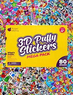 Purple Ladybug Novelty 3D Puffy Stickers Mega Pack, 80 Sheets