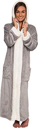 Silver Lilly Sherpa Trim Hooded Robe